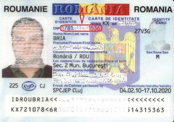 CNP в румынской ID карте (булетине)